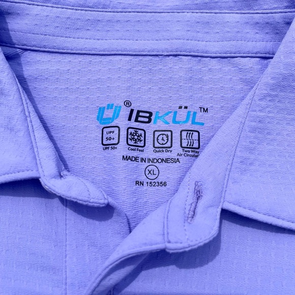 IBKUL Modern Fit Long Sleeve Polo UPF 50+ Quick Dry Mens XL Purple Golf Outdoor - Picture 13 of 13